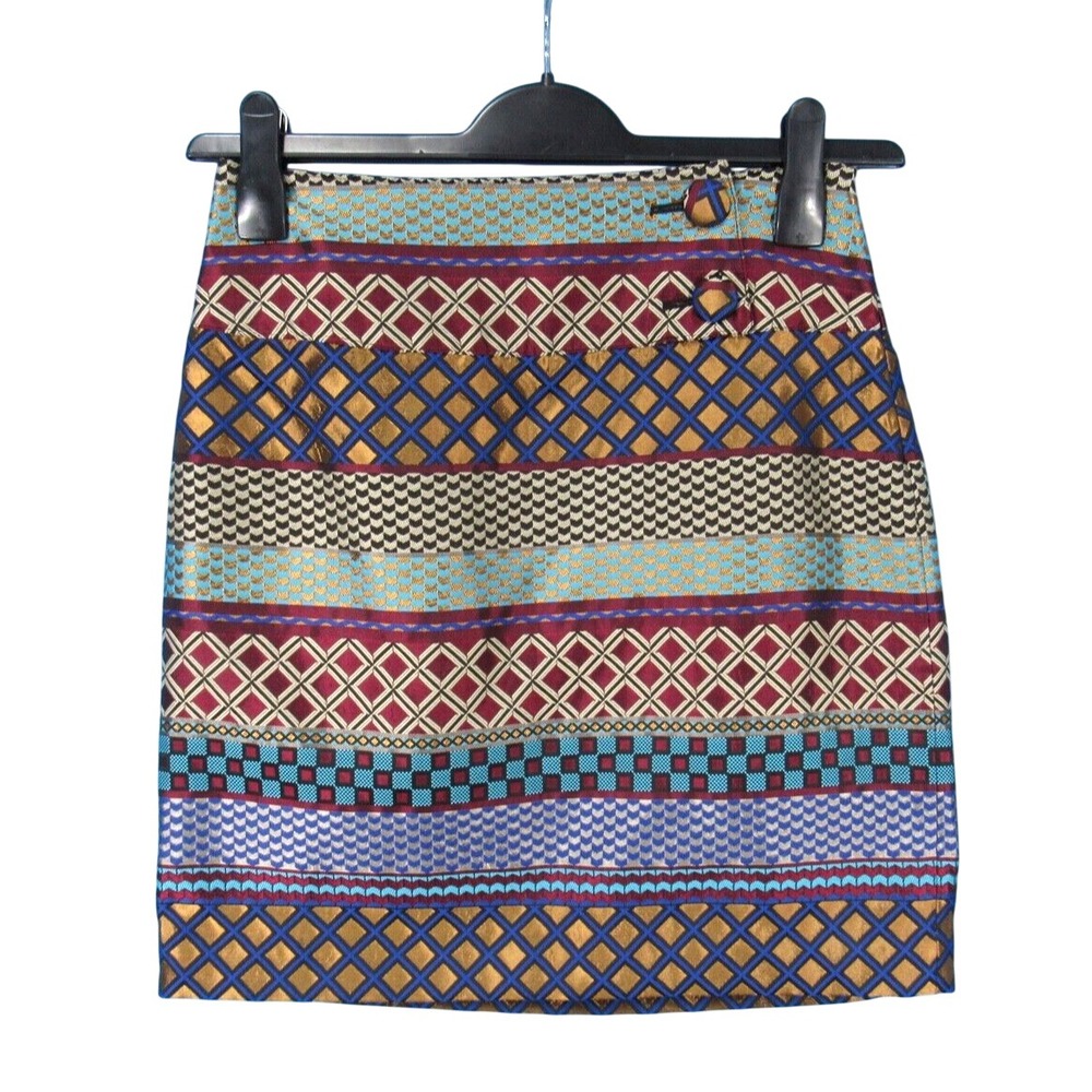 MAEVE Anthropologie AUDRA JACQUARD Jewel Tones GEO PRINT Side-Zip PENCIL SKIRT 2